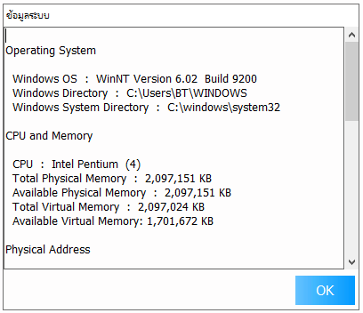 ข้อมูลระบบ Windows - Double Pine